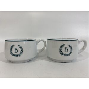 Antique (2) Hotel Restaurant Porcelain Coffee Tea Cups Mugs Pillivuyt France “B”